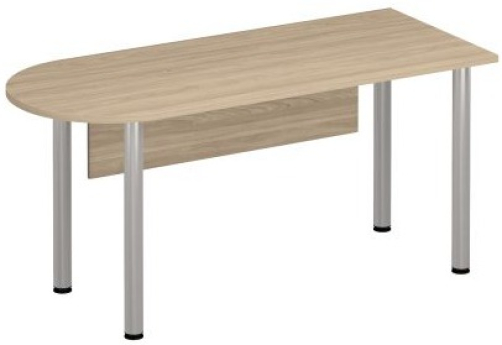 Стол письменный полукруглый на хромированных опорах с экраном Тарли Хром, цвет вяз светлый