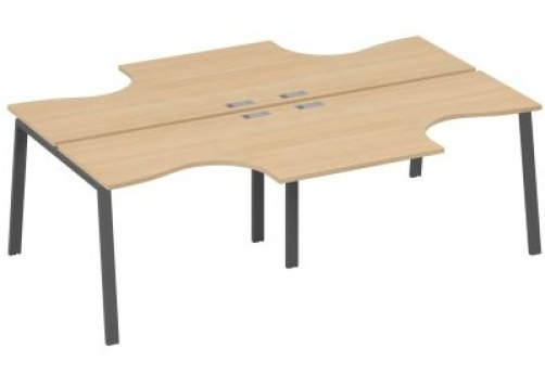 Рабочая станция эргономичная 4х120 Мира Трио, цвет натуральный дуб + антрацит