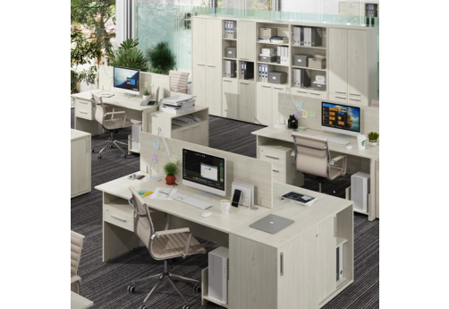 Составной стол на 2 рабочих места Атланта, цвет скандинавское дерево