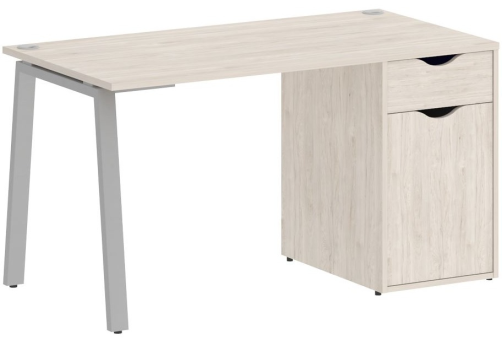 Стол письменный с тумбой, цвет денвер светлый + серый