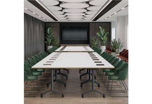 Стол для переговоров составной Принтос Конференц, цвет белый + черный