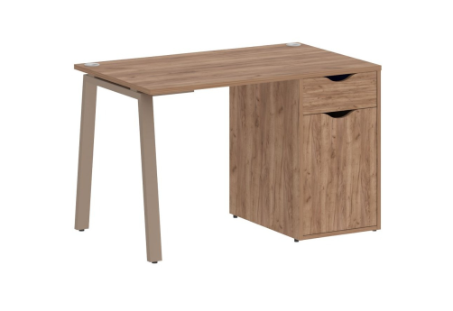 Стол письменный с тумбой, цвет дуб табак + мокко