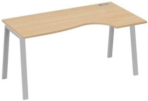 Стол эргономичный правый 160 Мира Трио, цвет натуральный дуб + серый