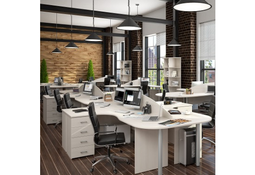 Составной стол на 8 рабочих мест Корсо, цвет дуб молочный