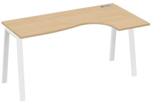 Стол эргономичный правый Мира Трио, цвет натуральный дуб + белый