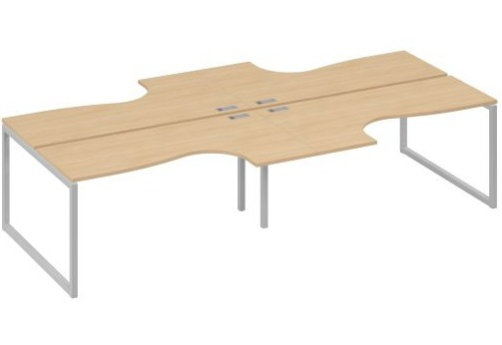 Рабочая станция эргономичная (4х160) Мира Одри, цвет натуральный дуб + серый
