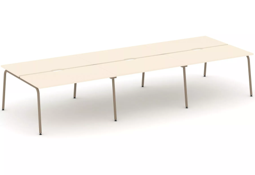 Рабочая станция на 6 мест (с вырезом под провода), цвет сатин