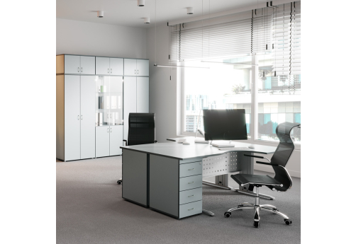 Рабочая станция на 2 человека Колибри, цвет светло-серый