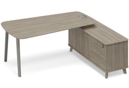 Стoл на опорной тумбе правый (тип 3) для руководителя Види Металл, цвет вяз