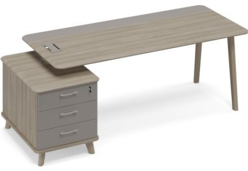 Стол руководителя на малой опорной тумбе левый (тип 1) Види Вуд, цвет вяз + мокко