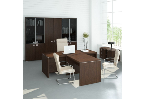 Стол руководителя с брифинг-приставкой Денвер, цвет венге