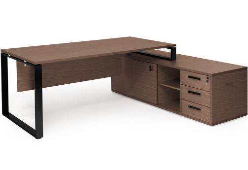 Стол на опорной тумбе, цвет орех + черный