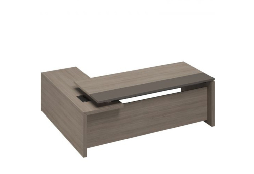 Стол руководителя с приставкой боковой правый Британия, цвет дуб + серый