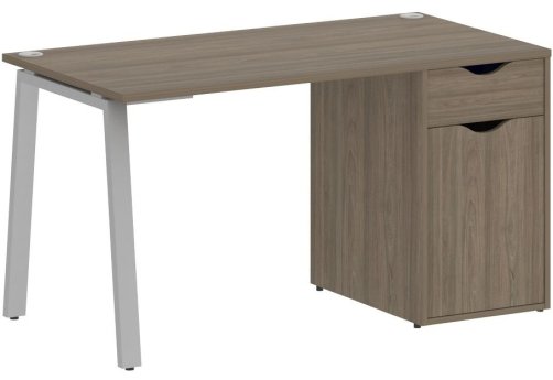 Стол письменный с тумбой, цвет вяз + серый