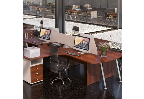 Рабочая станция на 4 человека Джерси, цвет орех