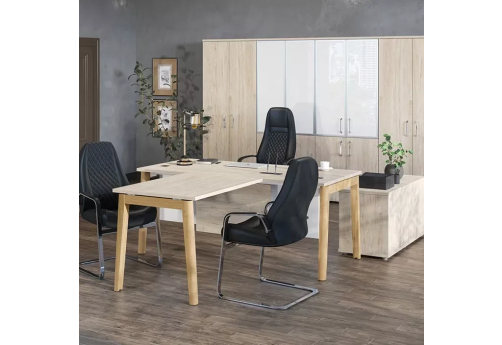 Стол прямой с брифинг-приставкой Лотос Вуд, цвет денвер светлый