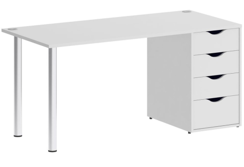 Стол письменный с тумбой 4 ящика, цвет белый