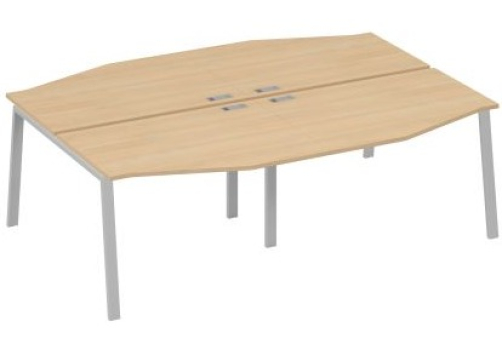 Станция рабочая эргономичная 4х120 Мира Трио, цвет натуральный дуб + серый