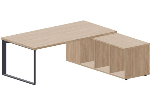 Стол на опорной сервисной тумбе (правый) Марко, цвет светлый дуб + антрацит