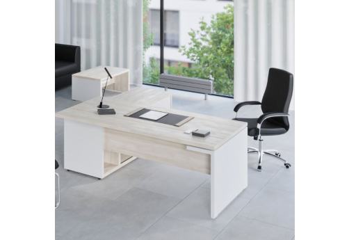 Стол рабочий на опорной греденции правый Петра, цвет светлый дуб + белый