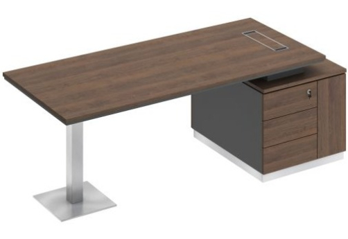 Стол на опорной тумбе Римини Т, цвет дуб темный + антрацит + дуб темный