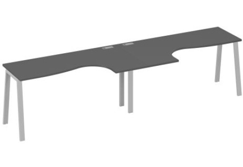 Рабочая станция эргономичная 2х160 Мира Трио, цвет антрацит премиум + серый