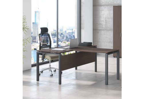 Стол письменный с передней панелью и брифинг-приставкой Делфи, цвет тёмный дуб