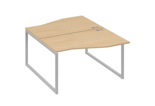 Рабочая станция эргономичная (2х140) Мира Одри, цвет натуральный дуб + серый