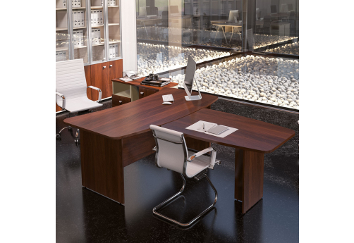 Стол руководителя с брифинг-приставкой Джерси Директ, цвет орех