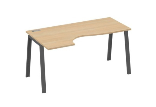 Стол эргономичный левый 160 Мира Трио, цвет натуральный дуб + антрацит