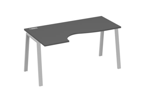 Стол эргономичный левый 160 Мира Трио, цвет антрацит премиум + серый