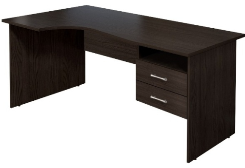 Стол криволинейный с тумбой левый, цвет венге