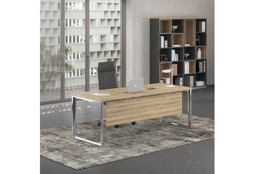 Стол руководителя с экраном Римини, цвет дуб светлый