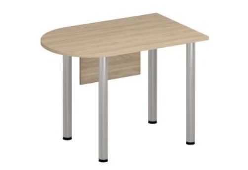 Стол письменный полукруглый на хромированных опорах с экраном Тарли Хром, цвет вяз светлый