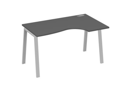 Стол эргономичный правый 140 Мира Трио, цвет антрацит премиум + серый