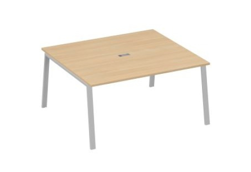 Стол для переговоров Мира Трио, цвет натуральный дуб + серый