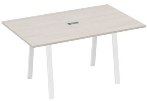 Стол для переговоров 160 Мира Трио, цвет дуб шамони + белый