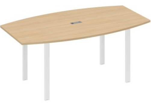 Стол для переговоров фигурный Мира Нумо, цвет натуральный дуб + белый