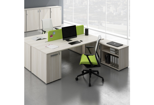 Стол на 2 рабочих места (крепление к тумбам) Платинум Персонал, цвет слоновая кость