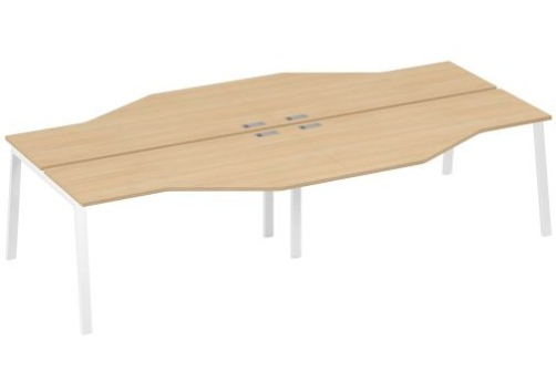 Рабочая станция эргономичная 4х160 Мира Трио, цвет натуральный дуб + белый