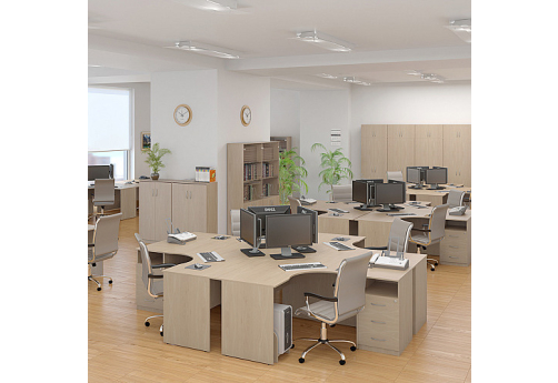 Составной стол на 4 рабочих места МЛ Эко Бук, цвет бук