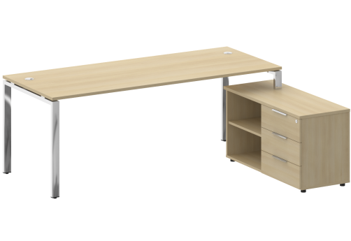 Стол руководителя с опорной тумбой правый, цвет акация