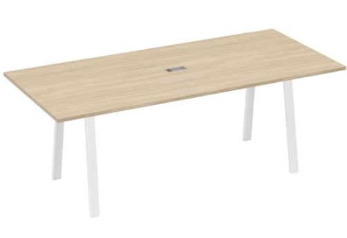Стол для переговоров 220 Мира Трио, цвет дуб скандинавский + белый