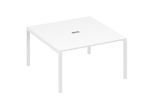 Стол для переговоров квадратный Мира Нумо, цвет белый премиум + белый
