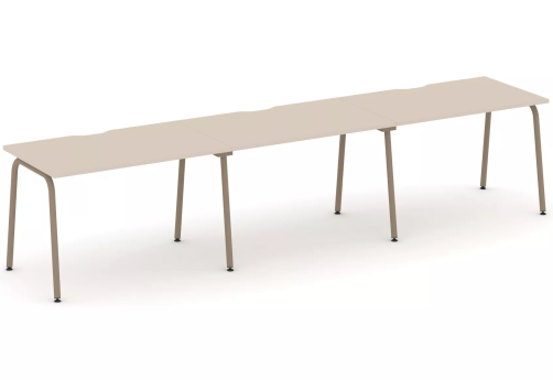 Рабочая станция на 3 места (с вырезом под провода), цвет капучино