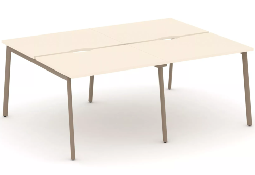 Рабочая станция на 4 места (с вырезом под провода), цвет сатин