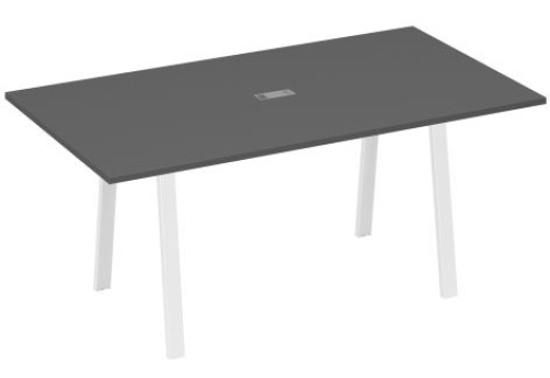 Стол для переговоров 180 Мира Трио, цвет антрацит премиум + белый