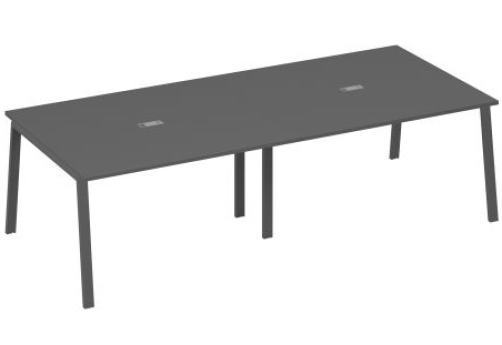Стол для переговоров Мира Трио, цвет антрацит премиум + антрацит