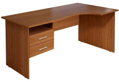 Стол криволинейный с тумбой правый, цвет орех