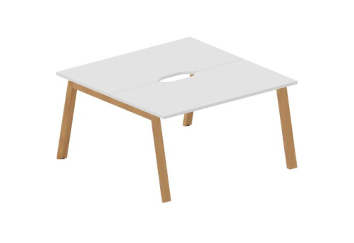 Стол составной на 2 рабочих места с вырезами Флориан, цвет белый